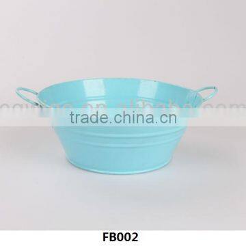 2014 modern garden blue metal flower pot with handles