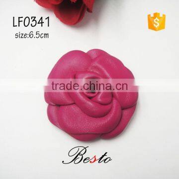 Stock cheap custom rose shape ladies genuine leather flower for shoes decoration