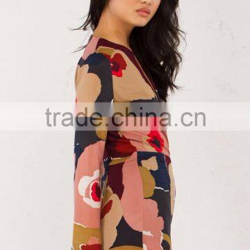 Printing Long Sleeve V Neck Playsuit Jumpsuits for Women 2016 Sexy photo-2