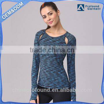 Wholesale Dry Fit Custom T Shirt Lady Womens Sport Tshirt Long Sleeve