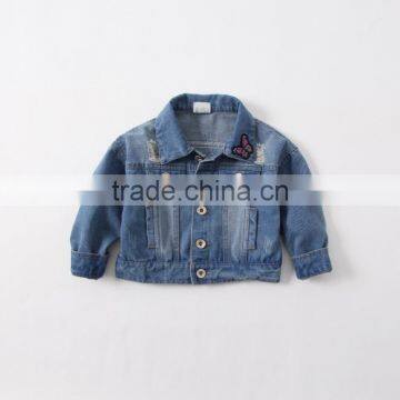 2017 Spring Infant Girls Stylish Jackets With Embroidered Parrot Short Denim Outfits Jacket photo-2