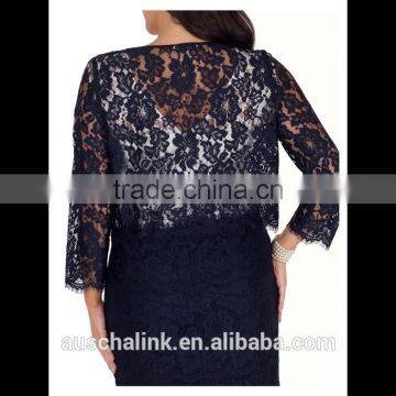 Best Selling Women Spring Fashion Blue Lace Jacket OEM Service photo-3