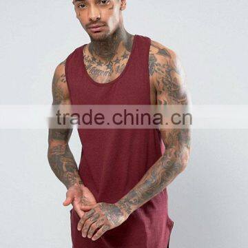 High Quality New Design Custom Dark Red Color Gym Wear Comfortable 100% Cotton Fashion Men's Sport Vest