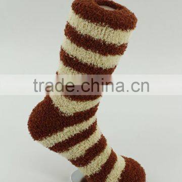 Red Strip Microfiber Cozy Indoor Home Socks Women photo-2
