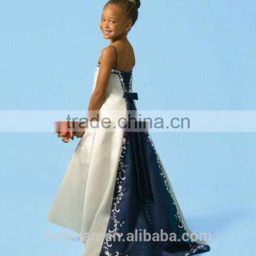 Satin Spaghetti Strap Baby Gown Flower Girl Dresses Royal Blue photo-2