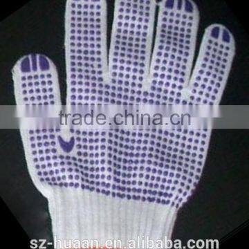 CE standard working gloves,safety pvc dotted cotton glove,high quality canvas gloves