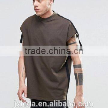 Custom Men Fashion Super Oversized Sleeveless Heavyweight Jersey T-shirt With Taping photo-4