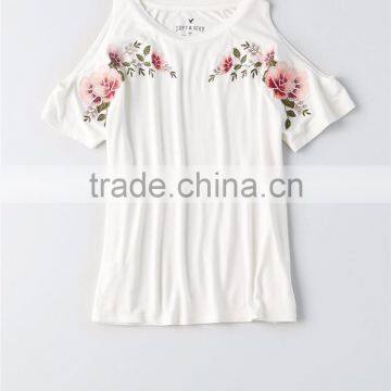 MGOO Latest Design Flora Embroidered T Shirt For Women Top Brand Raglan Sleeve Casual Wear T-shirts photo-4