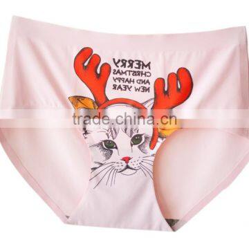 OEM Customized Your Own Brand Logo Design Breathable 90%Nylon 10%Spandex Cartoon Sexy Cat Lady Underwear Seamless Women Briefs