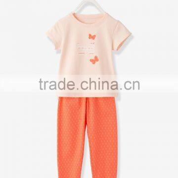 Kids girls butterfly motif printed short sleeve pyjama set