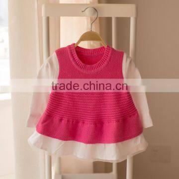 S32908W Knitted Sweater Dress Pullovers Sweaters With Lace Shrugs Dresses Crochet Long Girls Sweater photo-2