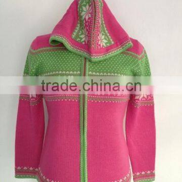 30% Wool 70% Acrylic Thermal Women Fashion Knitted Sweaters Cardigan Pullover