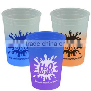 USA Made 12 oz Cool Color Changing Stadium Cup - changes color with ice cold liquids, BPA-free and comes with your logo