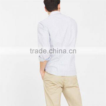 2017 OEM Men Buttoned Collar Button Closure Slim-fit Bengal Stripe Shirt photo-5