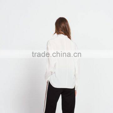 NEWEST DESIGN Nice Fastening at the Collar Women V-neck and Long Sleeve Blouse photo-3