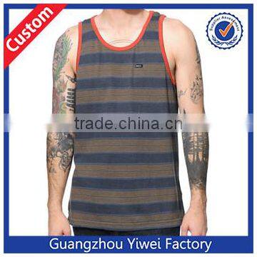 Mens Custom Striped Wholesale Gym Tank Top Guangzhou