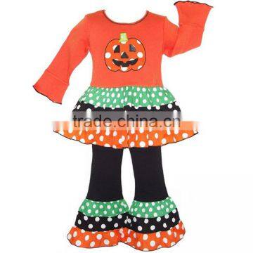 2016 Yawoo Little Girls Brown Zebra Leopard Pumkin Leggings 2 Pcs Clothing Halloween Boutique Outfits photo-6