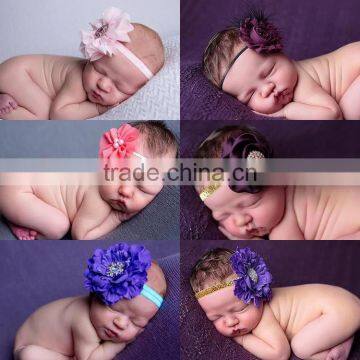 2016 Newborn Baby Photo Props Baby Flower Headbands with Rhinestone