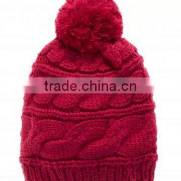 100 Acrylic Wholesale Knit Blank Beanie Hat With Ball Top