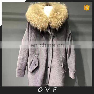 2017 winter fashion adults fur jackets coat high quality corduroy overcoat