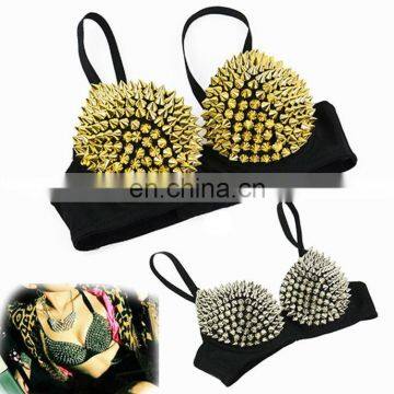 PAS-0752 Sexy night club bra Punk rock bra Spike studded bra for party