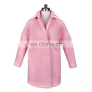 2014 High Quality Fashion Medium Long Woolen Pink Coat