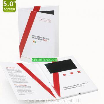 Hot 5 inch promotional lcd card/video greeting card/video brochure