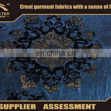 Shaoxing 95 polyester 5 spandex 4 way stretch metallic foil printed flocking fabric India