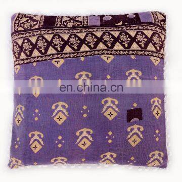 Indian 2017 Cushion Case Pillow Sham 20" Vintage Cotton Pillow Cover Kantha Stitch Quilted