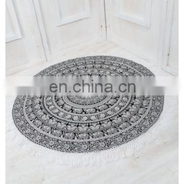 Indian Roundie Round Tassel Mandala Hippie Tapestry Black And White Beach Throw Towel Yoga Mat Bohemian Art