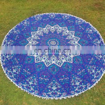 72" Indian Roundie Blue StarYoga Mat Mandala Hippie Tapestry Beach Throw Towel Yoga Bohemian Art