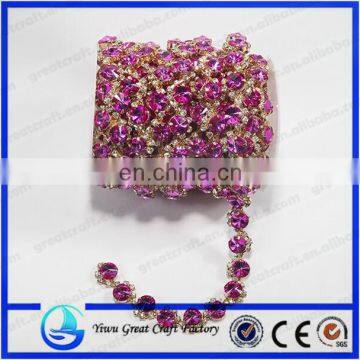 Crystal Silver Plated Light Red/Light Siam Rhinestone Chain Trims Cup Chain Wedding Cake Decoration