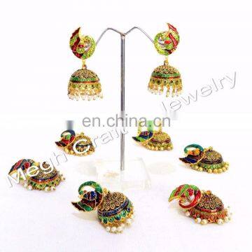Traditional Earring, Peacock Style Jhunki, Partywear Bali, Copper, Heavy Earring for Any Occassion, Latest, Antique Jewelry