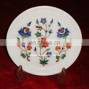 Stone Marble Inlaid Decorative Plate Handcrafted