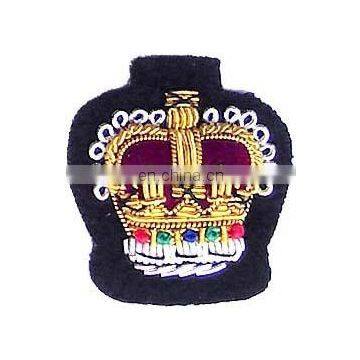 embroidery crown skull patch badge Pakistan high quality cheap custom uniform blazer badges