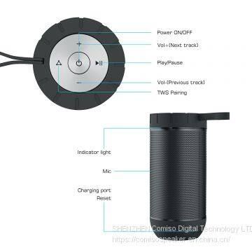 Comiso Outdoor Wireless Portable Waterproof Bluetooth Speaker 24 Hours Playtime 12W Drivers Passive Radiator photo-2