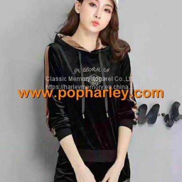 Factory Wholesale woman gold velvet sportswears