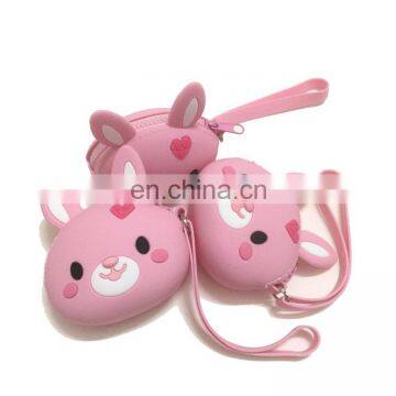 Kawaii Fashion Coin Purse Lovely Cartoon Rabbit Pouch Women Girls Small Wallet Soft Silicone Coin Bag photo-3