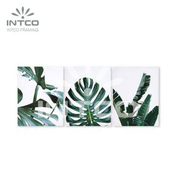 Bedroom Canvas Wall Art Green Tropical Green Leaves Minimalist Watercolor Canvas Painting Bedroom Wall Decor Monstera Plant 3 Pieces Canvas Art Set photo-3