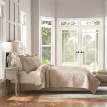 Khaki Cotton Bedspread 3pcs Set