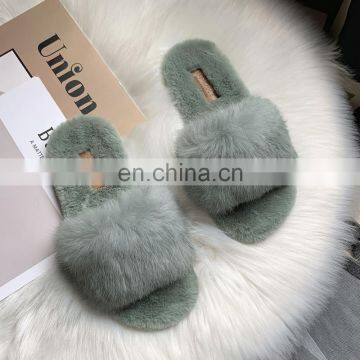 Amazon Wholesale Hot Sale Fashion Factory Price Furry Slides Ladies Faux Fur Fleece Open Toe Slippers Shoes photo-4