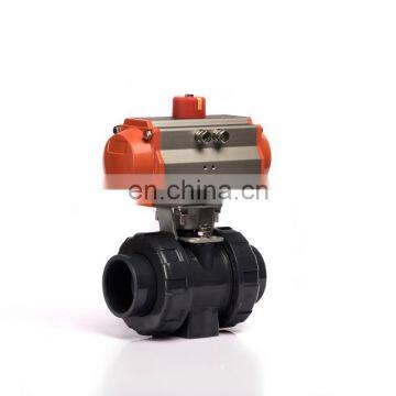 KLQD brand DN25 1" Q691 series true union pneumatic actuator controlled plastic ball valve