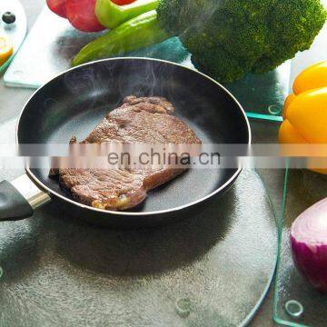 Round Clear Tempered Glass Cutting Board Set, 4 Pcs, 11.75-inch Tableware Kitchen Decorative Trays With Non-slip Legs