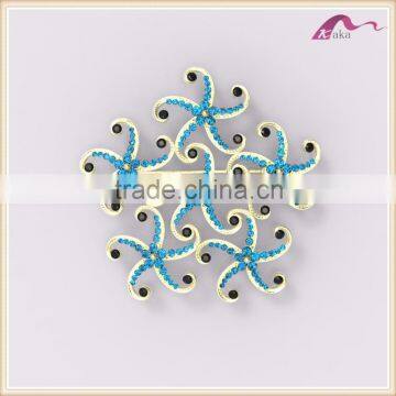 Fashion Beautiful Bulk Crystal Decorative Star Fish Brooch For Gifts photo-2