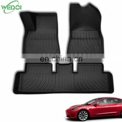 3D Floor Mats For Tesla Model 3 All Weather Non Skid Floor Liners Full Set Waterproof Floor Pads