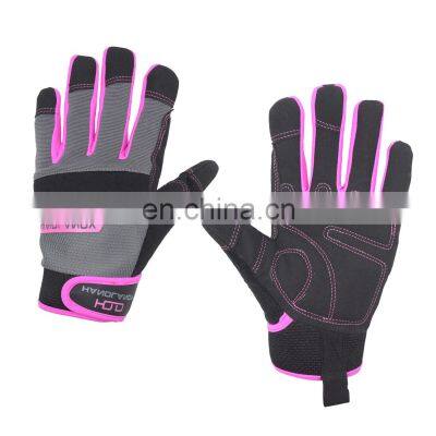 Mechanic safety comfortable working synthetic hand protection gloves synthetic palm spandex back  gloves