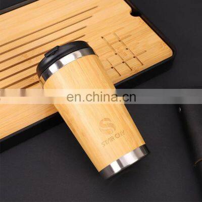Custom Stainless Steel Bamboo Fiber Coffee Thermos Cup Double Wall photo-3