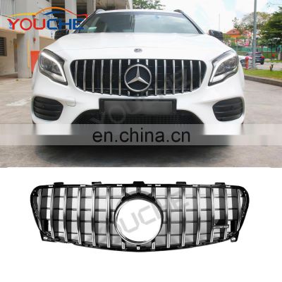 Silver GT R style front bumper grille grill for Mercedes GLA class X156 GLA200 GLA220 GLA250 2017 2018 2019