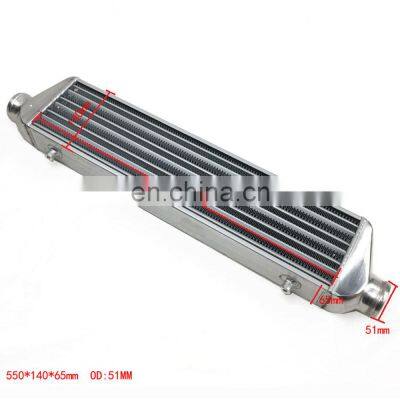 AUSO Aluminum Auto Parts 550*140*65mm Universal Turbo Plate Intercooler OD=51mm Front Mount Intercooler