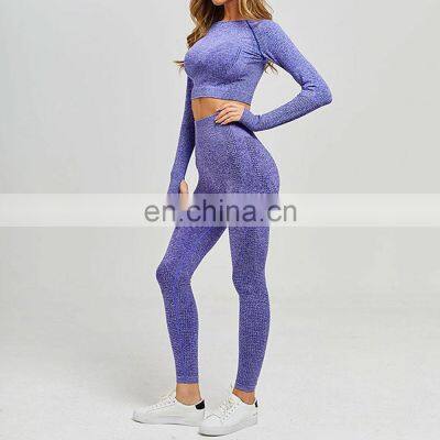 Women 2 Pieces Gym Fitness Sets Sports Bra Legging Yoga Set Ladies Athletic Wear Long Sleeve Yoga Sets photo-3